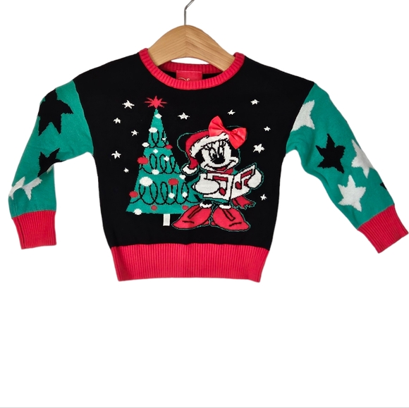 NWT Disney Minnie Mouse Toddler Girls Christmas Sweater PLEASE LOOK AT SIZE PICS - Picture 1 of 11